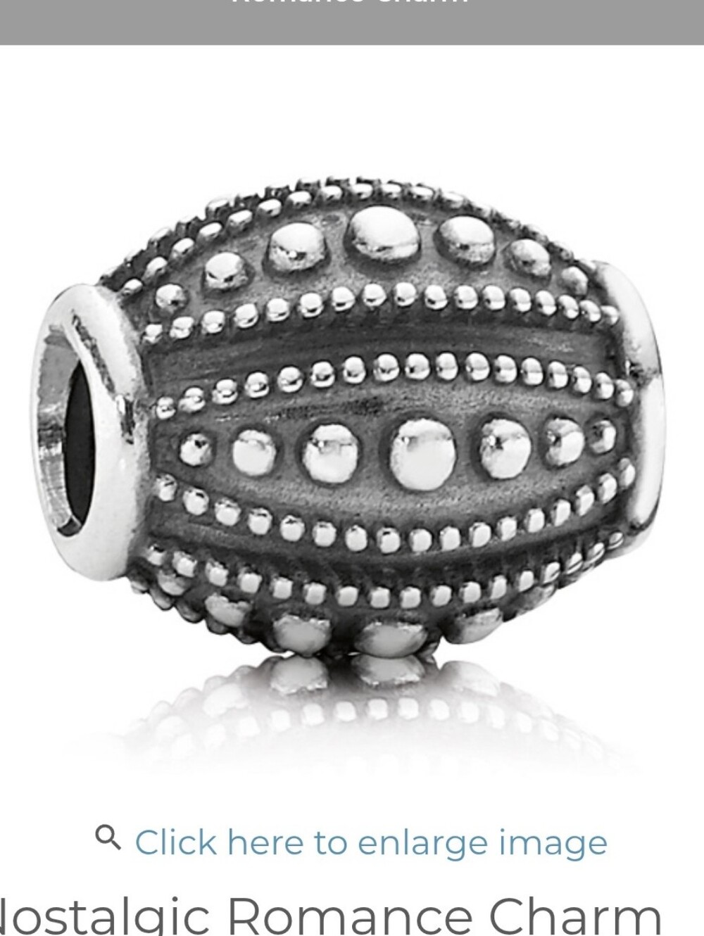 Pandora Retired Sterling Silver Nostalgic Romance Bead - 790596